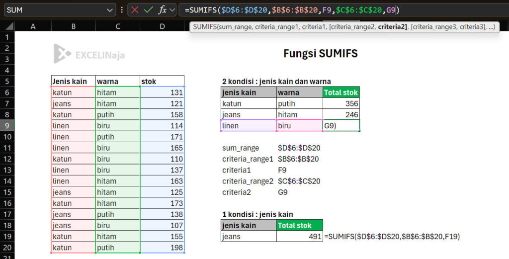 Fungsi SUMIFS