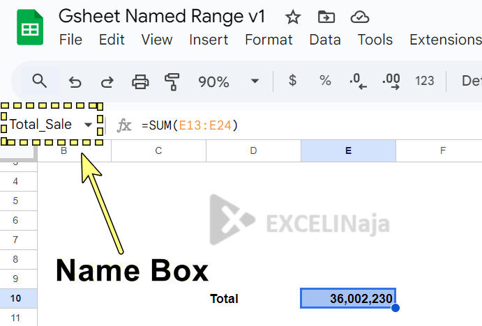 Google Spreadsheet Named Range