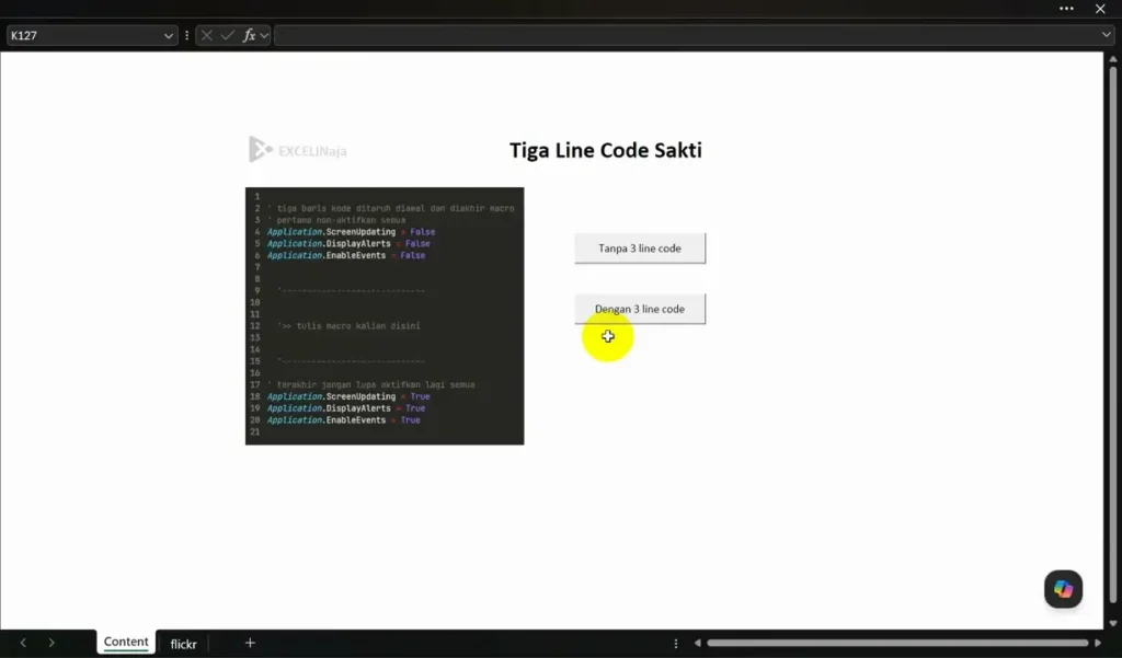 Excel VBA Mengatasi Layar Berkedip