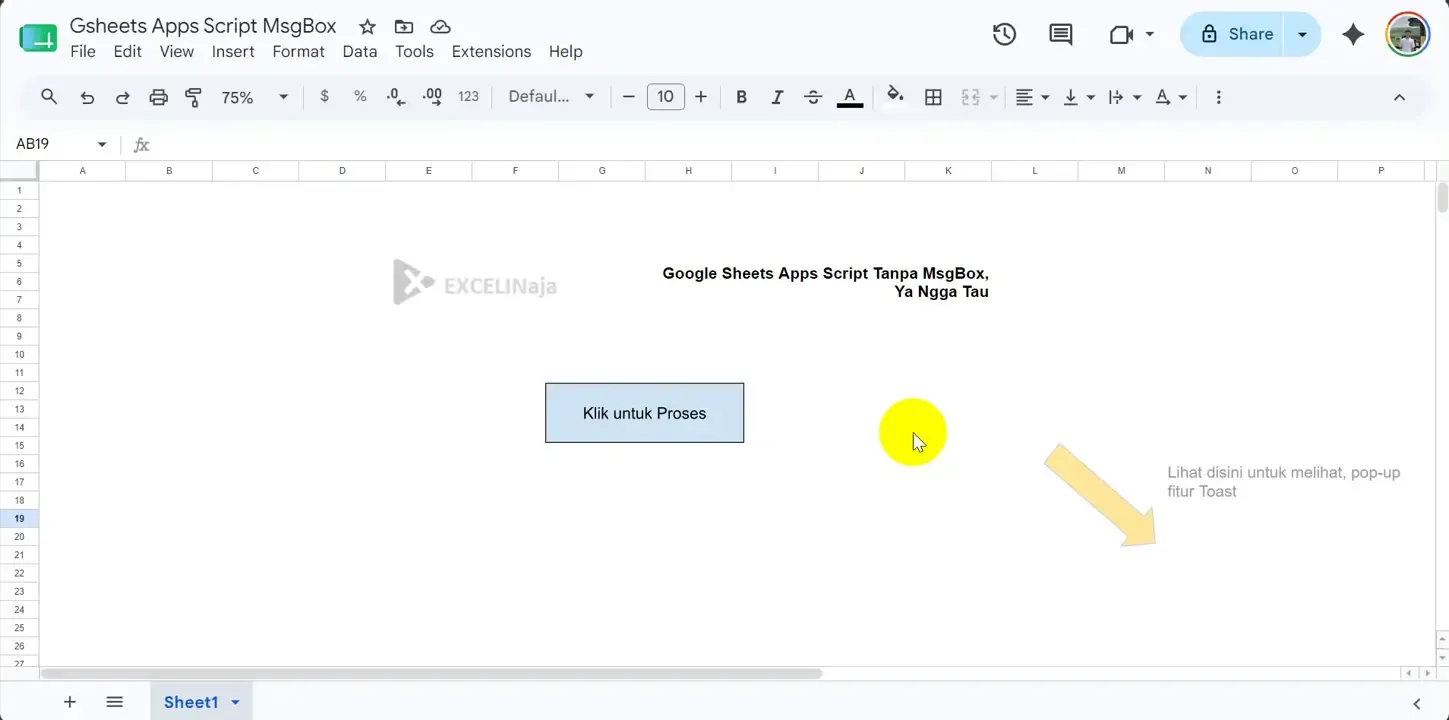 Google Sheets AppsScriptMsg
