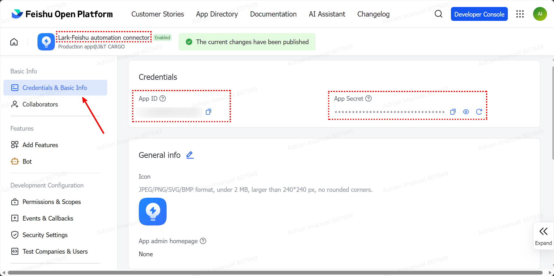 Lark Credential App Name ID and Secret