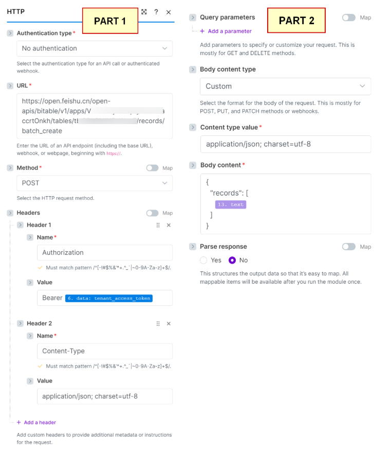 Make.com HTTP module 2 setup