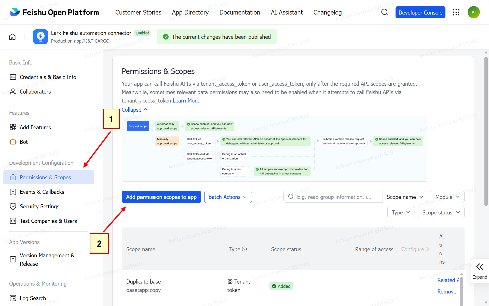 Lark App Permission and Scopes