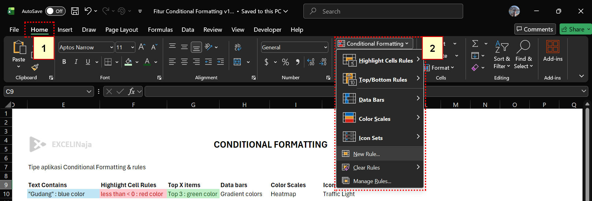 Langkah Fitur Conditional Formatting di Excel Langkah Fitur Conditional Formatting di Excel